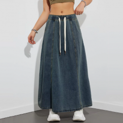 2 Pcs Fashionable Spring Womens Elegant A Line Denim Skirt