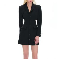 Womens Hollow Out Big Bow Party Blazer Dress